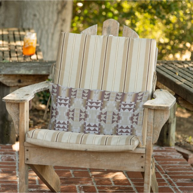 Coussin D'extérieur Kaki Beige Taupe ivoire neutre Art Tribal Brown (Chaise)