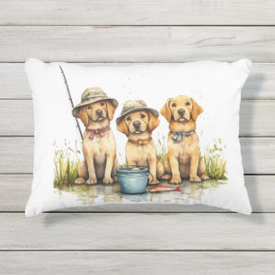 Coussin D'extérieur Labrador Retriever Dogs Fishing
