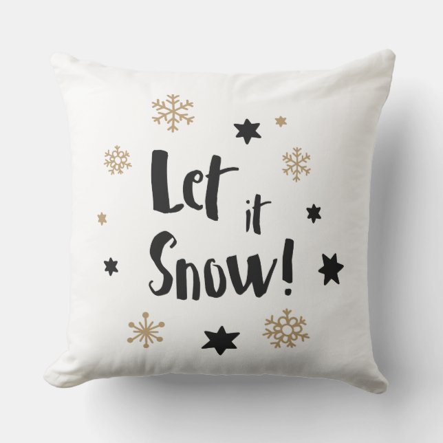 Coussin D'extérieur "Laissez-le neiger !"  Noël de calligraphie (Recto)