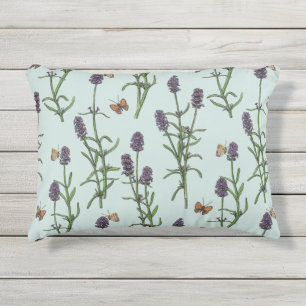 Coussin D'extérieur Lavande et papillons sur verre de mer