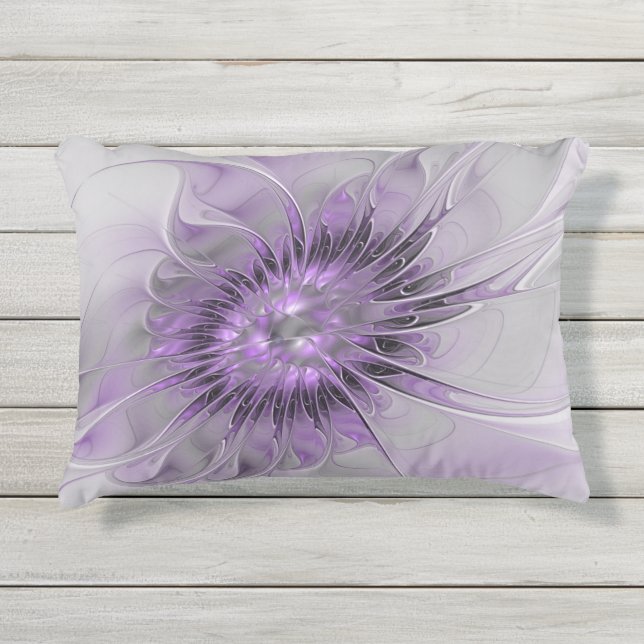 Coussin D'extérieur Lavande Fleur Dream Moderne Abstrait Fractal Art (Devant)
