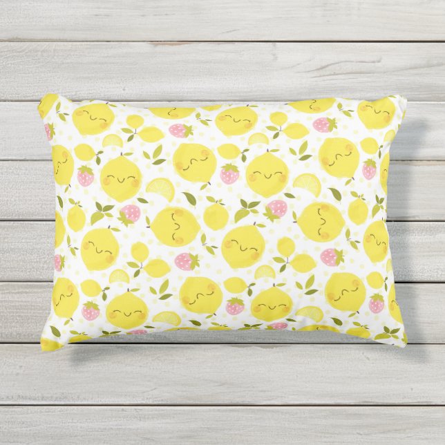 Coussin D'extérieur Lemon blanc de fraise (Devant)
