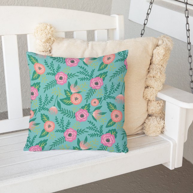 Coussin D'extérieur L'été fleurit Tropical Floral (Créateur téléchargé)