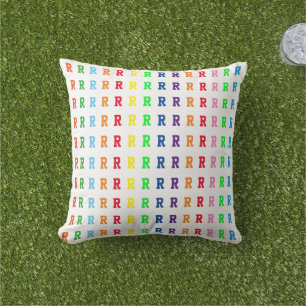 Coussin D'extérieur lettre initiale multicolore R (personnalisée)