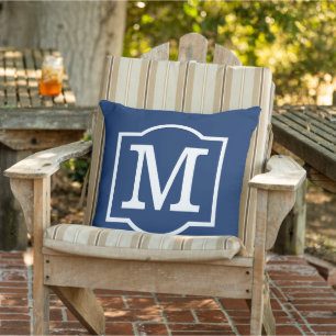 Coussin D'extérieur LETTRE MONOGRAPHIQUE Bleue Bleue Marine Classique