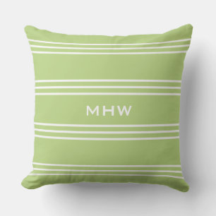 Coussin D'extérieur Lime Green Stripes personnalisées monogramme lance