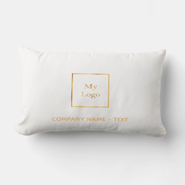 Coussin D'extérieur Logo de la société d'affaires blanc or élégant (Recto)