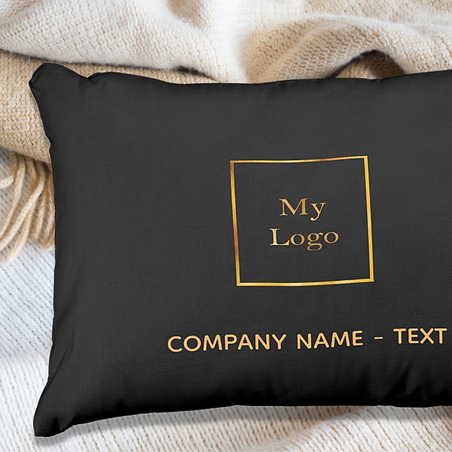 Coussin D'extérieur Logo de l'entreprise noir or élégant (Créateur téléchargé)