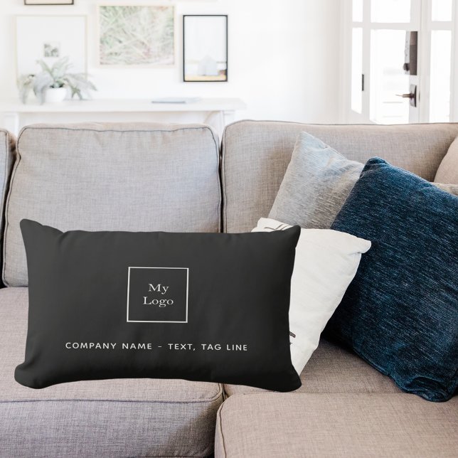 Coussin D'extérieur Logo d'entreprise noir blanc élégant (Créateur téléchargé)