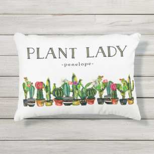 Coussin D'extérieur Madame à la mode et drôle de plante avec le cact