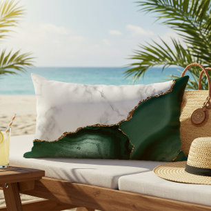 Coussin D'extérieur Marbre blanc Emerald Green Agate Parties scintilla