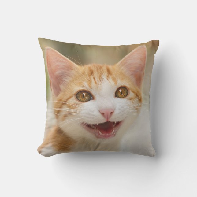Coussin D'extérieur Meow drôle de sourire mignon de chat de chaton - (Recto)