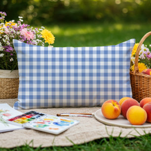 Coussin D'extérieur Mini En vichy Check Cornflower Blue Plaid Motif