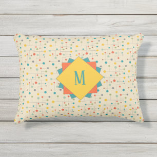 Coussin D'extérieur Monogramme moderne rétro du milieu du siècle