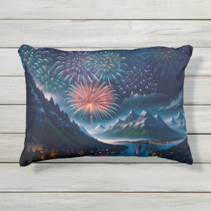Coussin D'extérieur Montagne Twilight avec feux d'artifice