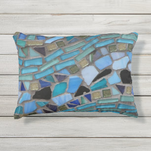 Coussin D'extérieur Mosaïque bleue en verre de mer