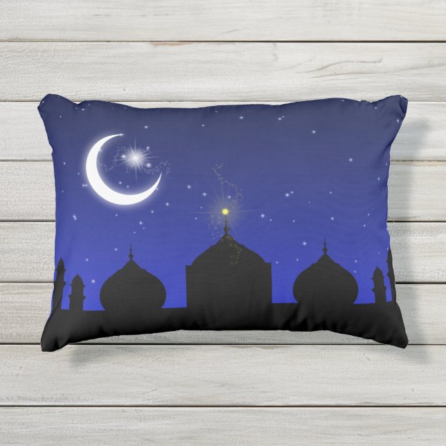 Coussin D'extérieur Mosque Silhouette at Night - Outdoor Pillow (Devant)