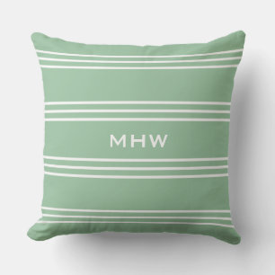Coussin D'extérieur Moss Green Stripes personnalisées monogramme lance