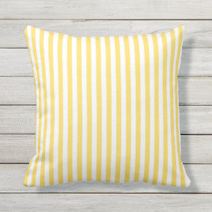 Coussin D'extérieur Motif à rayures jaunes et blanches