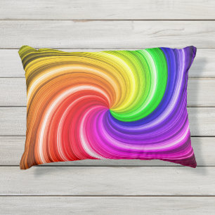 Coussin D'extérieur Motif d'art Spiral Colorful Tie Dye Rainbow Swirl