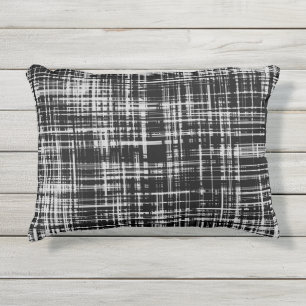 Coussin D'extérieur Motif de bande Abstrait noir et blanc