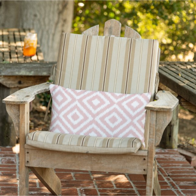 Coussin D'extérieur Motif de mosaïque Blush Mauve White Ikat Carré (Chaise)