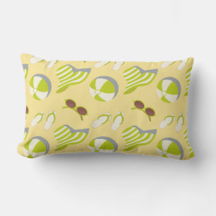 Coussin D'extérieur Motif de plage avec lunettes de soleil et casquett