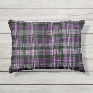 Coussin D'extérieur Motif de tartan noir violet rustique