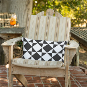 Coussin D'extérieur Motif de triangles Carrés noir blanc