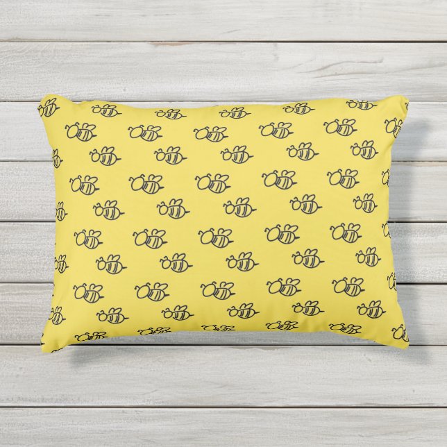 Coussin D'extérieur Motif des abeilles d'été jaune (Devant)
