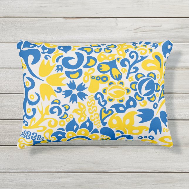 Coussin D'extérieur Motif folklorique aux couleurs du drapeau ukrainie (Devant)