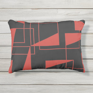 Coussin D'extérieur Motif géométrique rouge, moderne, dynamique et ten