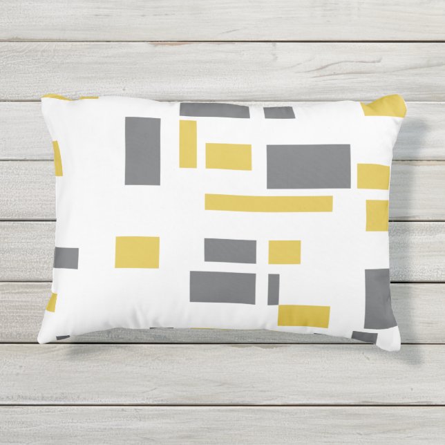 Coussin D'extérieur Motif moderne, simple, cool géométrique jaune gris (Dos)