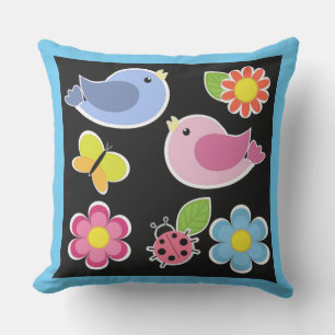 Coussin D'extérieur Motif OISEAUX ET FLEURS