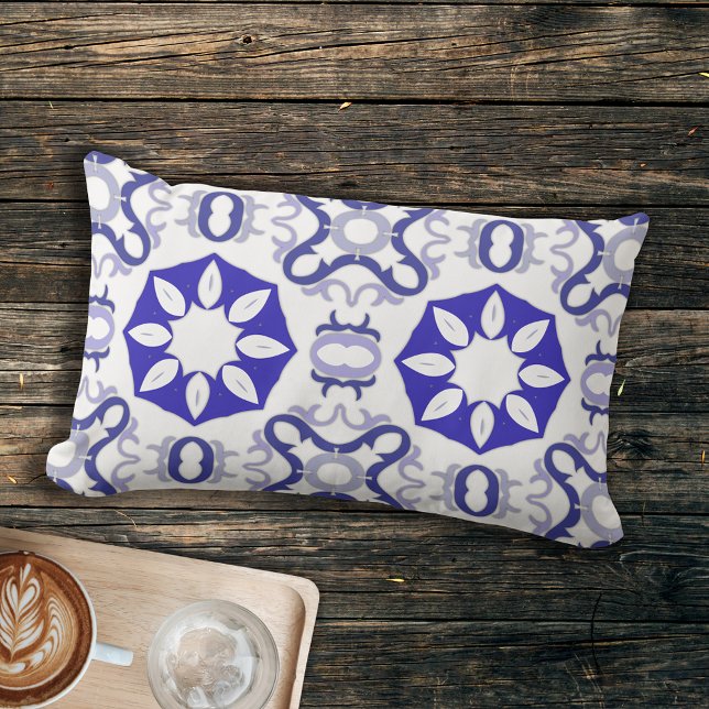 Coussin D'extérieur Motif Portugais Méditerranéen Blanc Et Bleu (Créateur téléchargé)