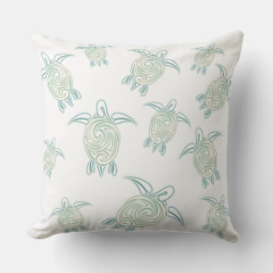 Coussin D'extérieur Motif Tortues Marines Blanc Vert Côtes Maritimes