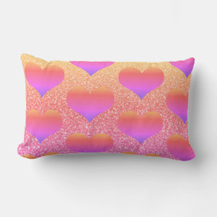 Coussin D'extérieur Motifs de cœur Saint-Valentin Rose Gold Pailleté M