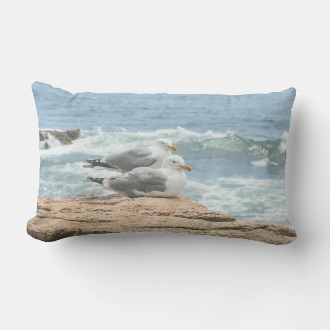 Coussin D'extérieur Mouettes océaniques de la côte du Maine (Recto)
