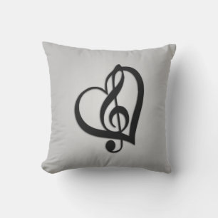 Coussin D'extérieur Music G Heart on Silver