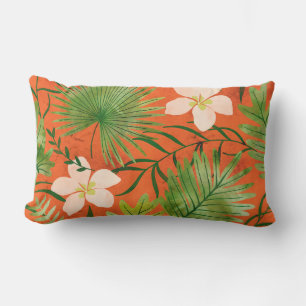 Coussin D'extérieur Nalani Hawaiian Tropical Garden Coral Reversible