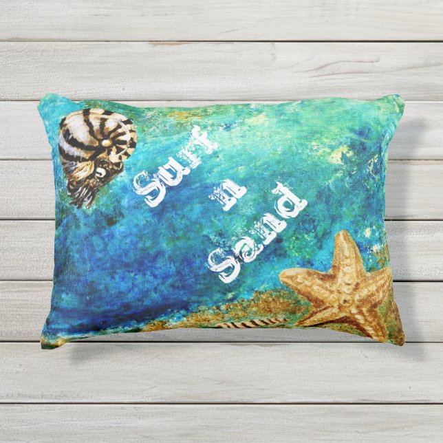Coussin D'extérieur Nautilus d'oreiller d'océan et étoile de mer (Devant)