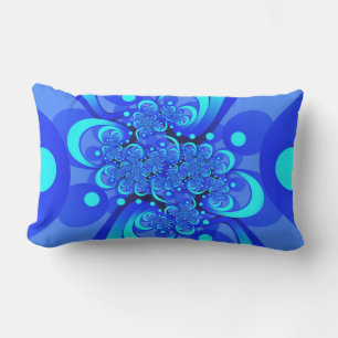 Coussin D'extérieur Nuances de bleu Art fractal abstrait moderne