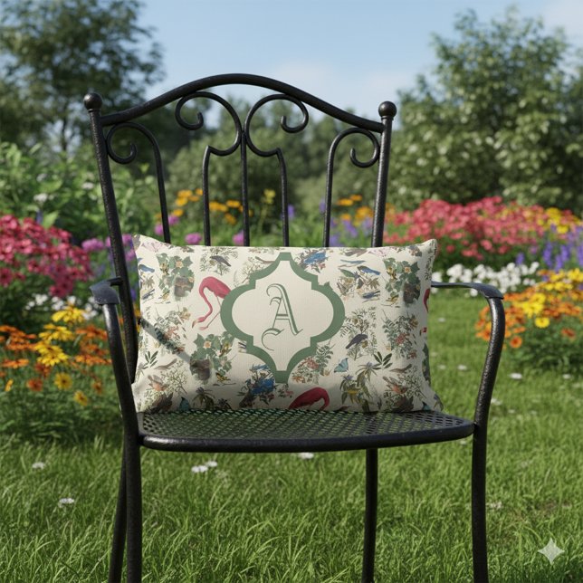 Coussin D'extérieur Oiseaux monogrammes de John James Audubon (Créateur téléchargé)