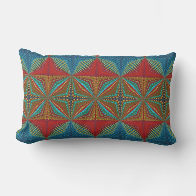 Coussin D'extérieur Orange Brûlé rouille de Bohême Turquoise rouge Tri (Recto)