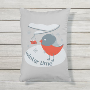 Coussin D'extérieur Ours d'hiver et baies de raies rouges