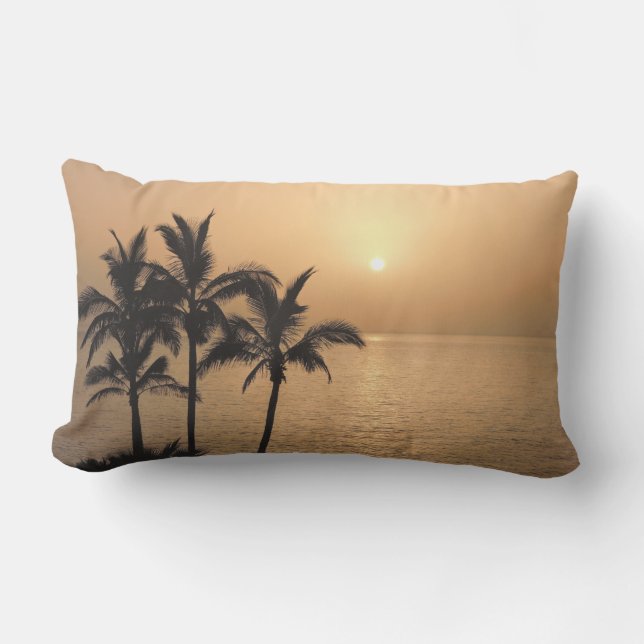 Coussin D'extérieur Palmiers et coucher de soleil romantique (Recto)