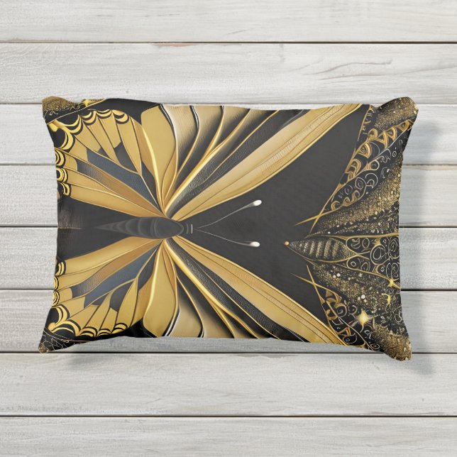 Coussin D'extérieur Papillon noir (Dos)