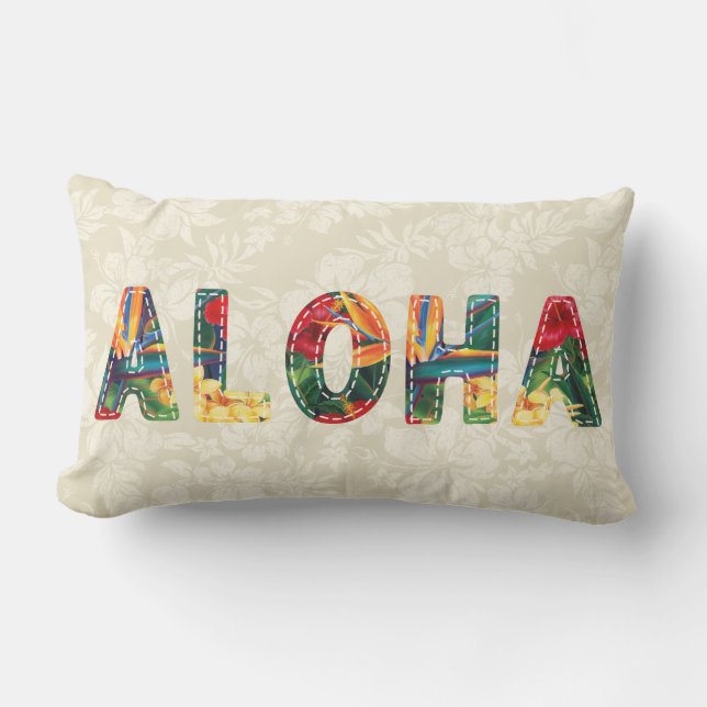 Coussin D'extérieur Paradis tropical Hawaï Faux Aloha Applique (Recto)