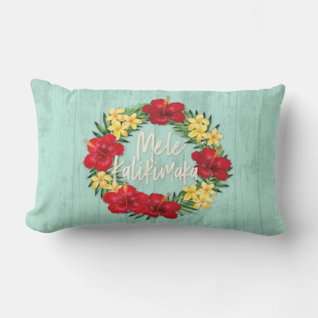 Coussin D'extérieur Paradis Tropical Hawaiian Holiday Wreath Wood (Recto)