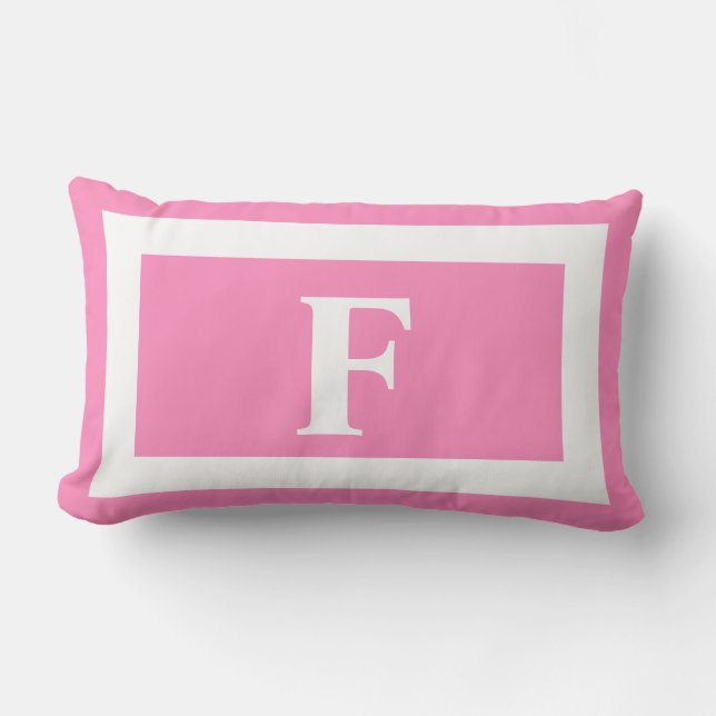 Coussin D'extérieur Pastel Rose Blanc Gras Monogramme initial Extérieu (Recto)